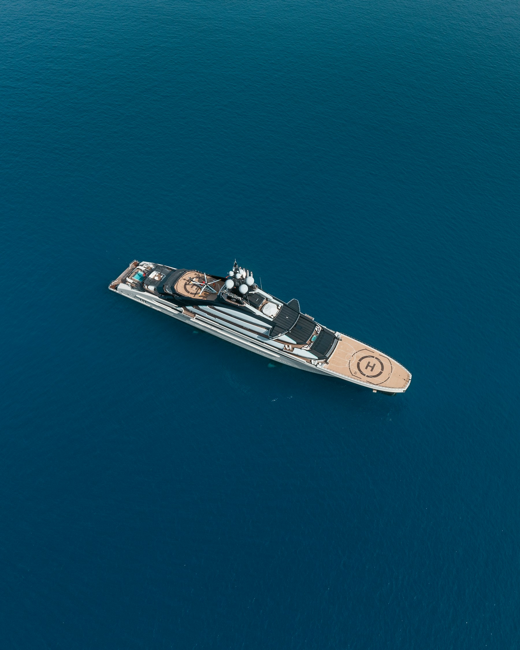 A luxury motor yacht on open water